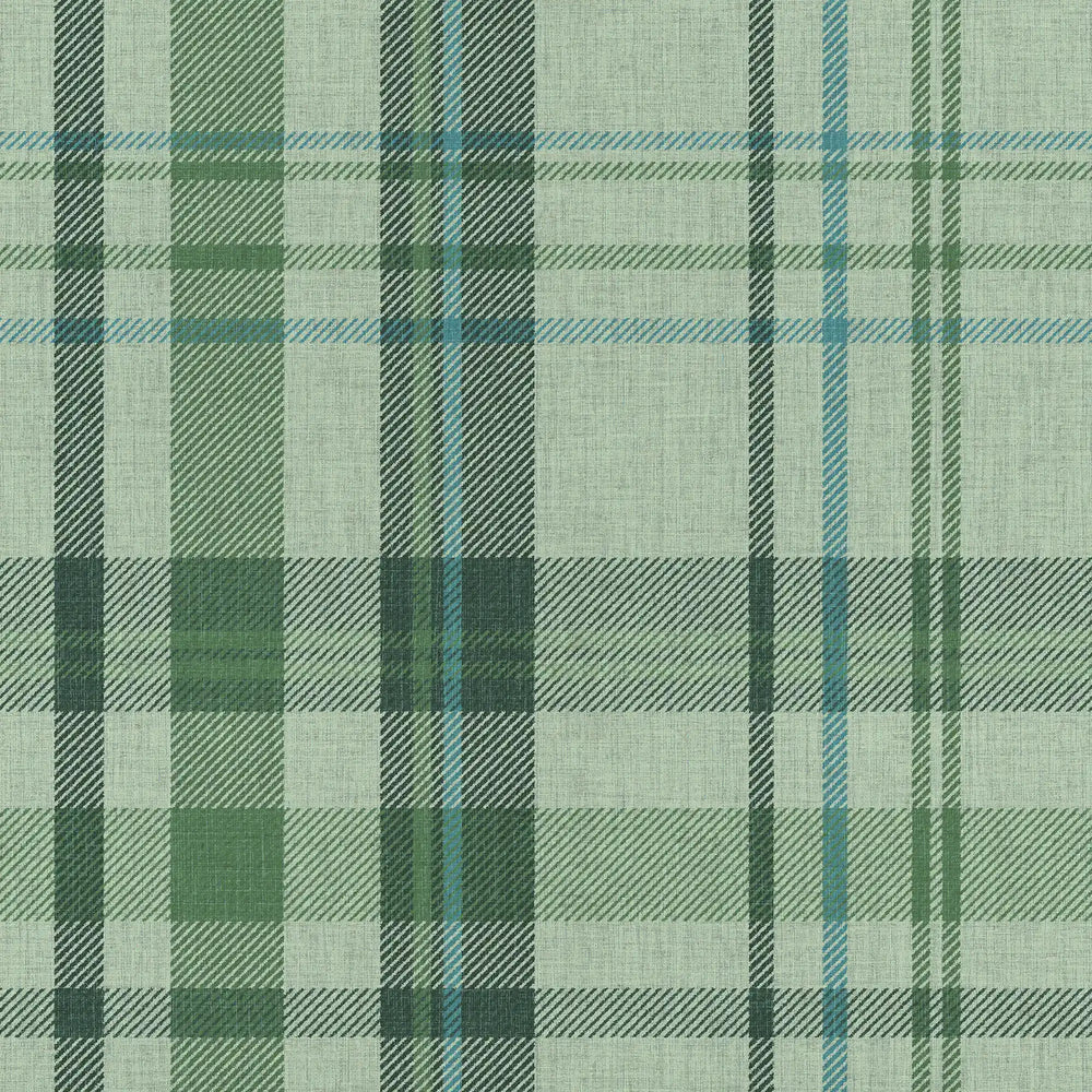 Royal Tartan Wallpaper in Sage, Green and Turquoise