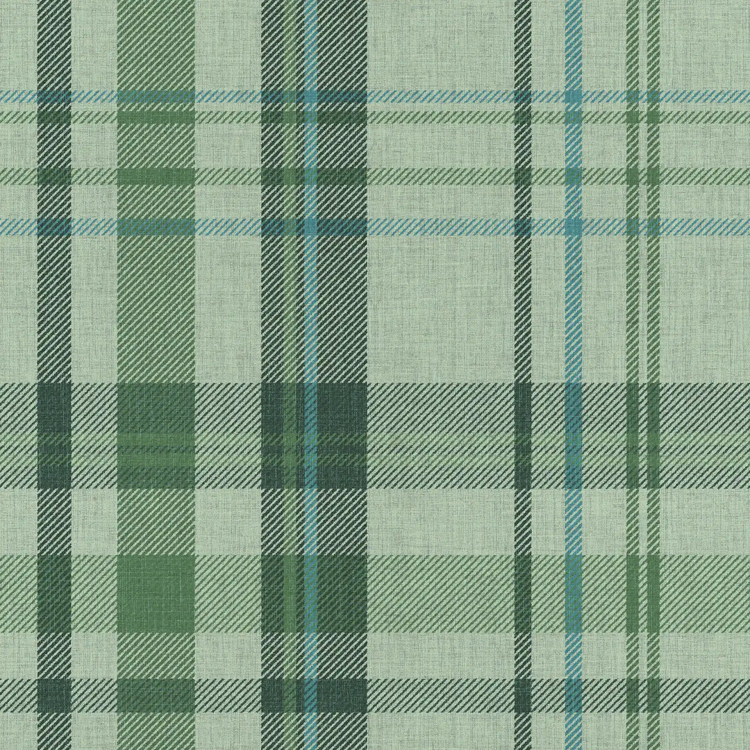 Royal Tartan Wallpaper in Sage, Green and Turquoise
