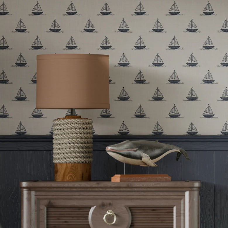 Sail Away Wallpaper in Classic Navy