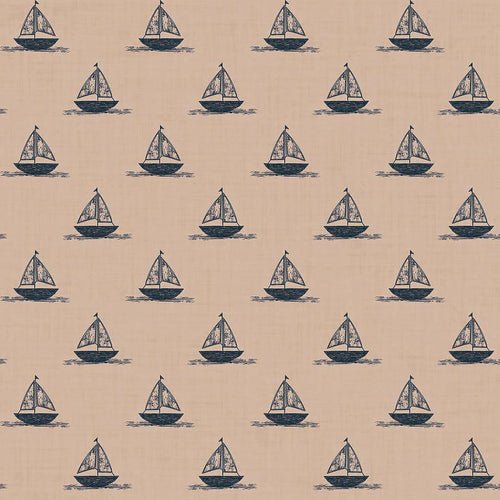 Sample of Sail Away Wallpaper in Classic Navy on Soft Spice