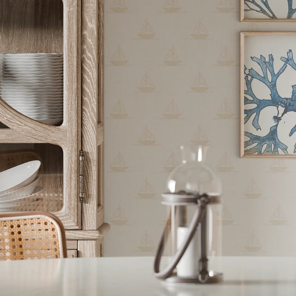 Sail Away Wallpaper in Sand