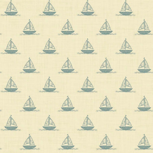Sample of Sail Away Wallpaper in Teal on Lemon Meringue