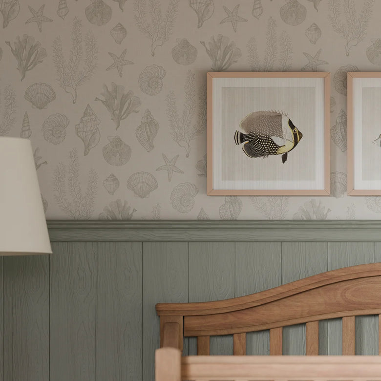 Seaside Stroll Wallpaper in Rustic Green