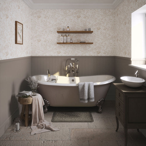 Serenity Wallpaper in Soft Truffle and Vintage Cream