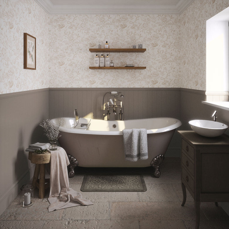 Serenity Wallpaper in Soft Truffle and Vintage Cream