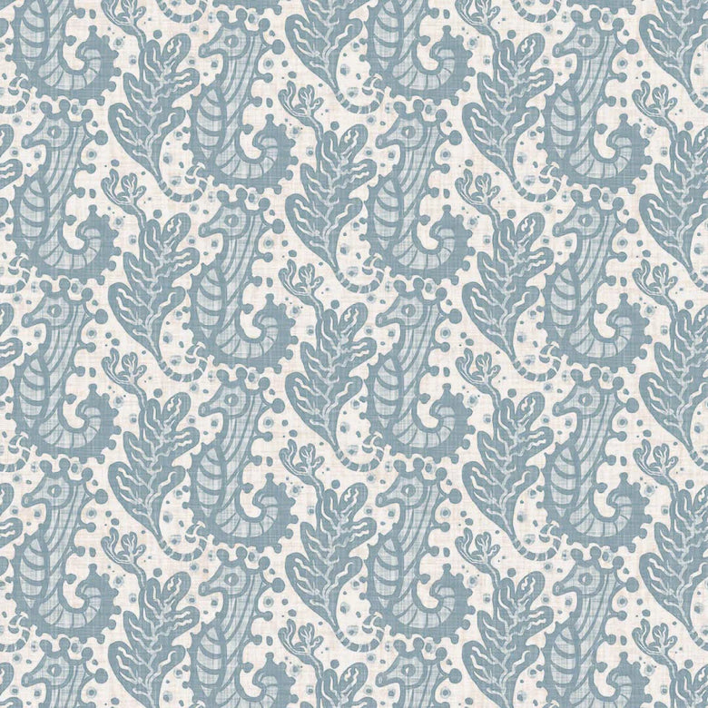 Shetland Seahorses Wallpaper in Cornflower Blue