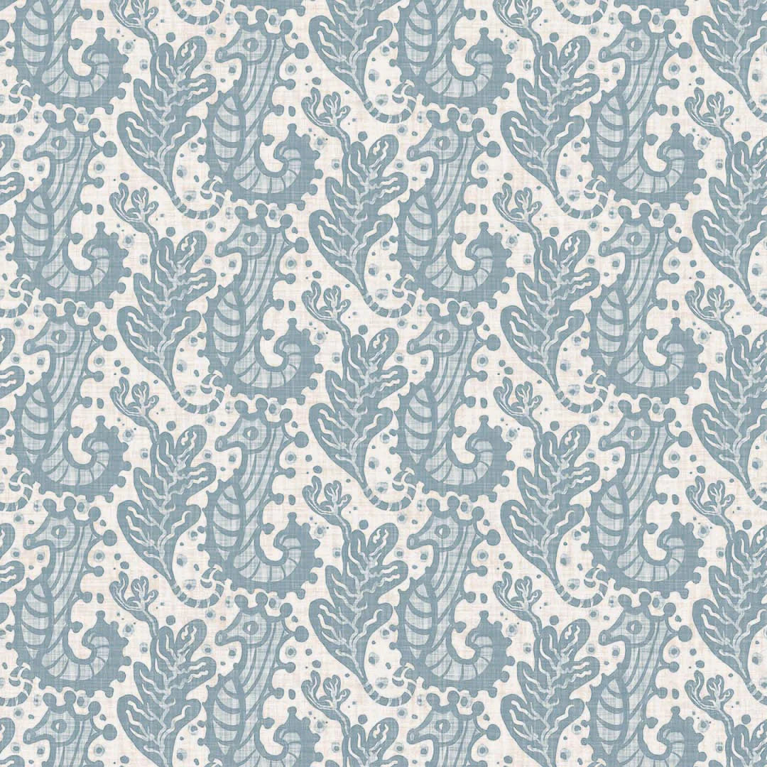 Sample of Shetland Seahorses Wallpaper in Cornflower Blue