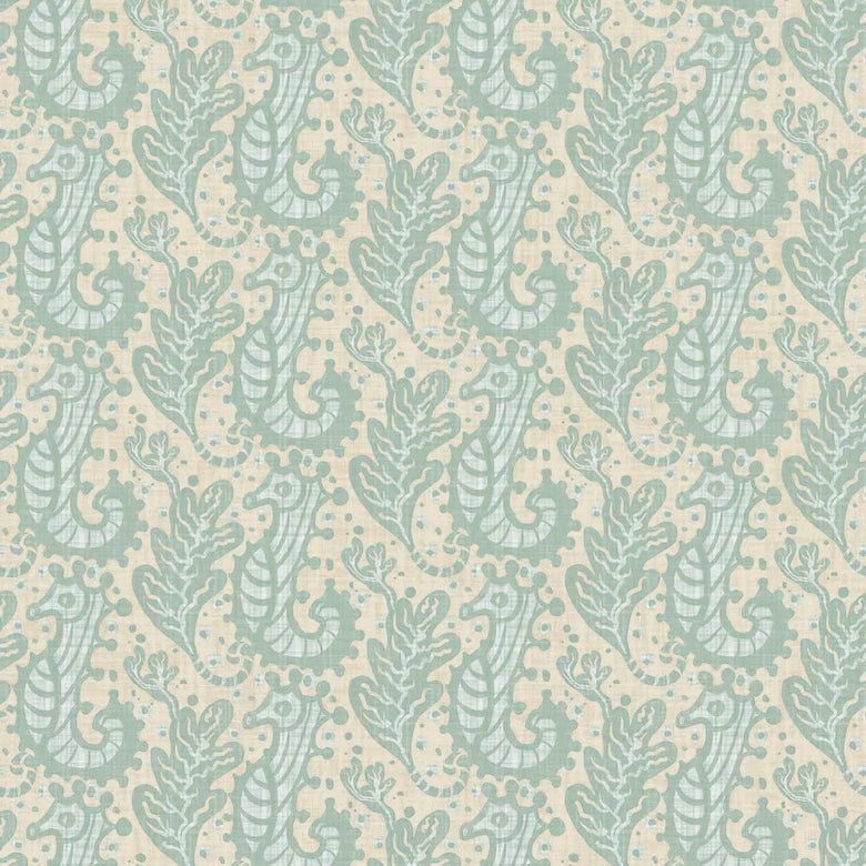 Shetland Seahorses Wallpaper in Duck Egg on Sand