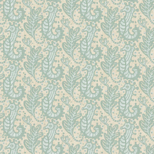 Sample of Shetland Seahorses Wallpaper in Duck Egg on Sand