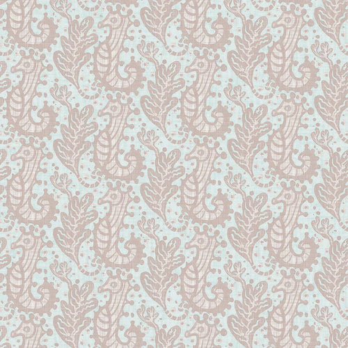 Shetland Seahorses Wallpaper in Vintage Rose on Mineral