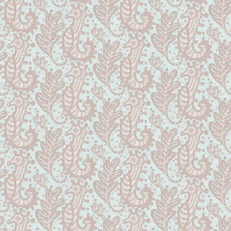 Shetland Seahorses Wallpaper in Vintage Rose on Mineral