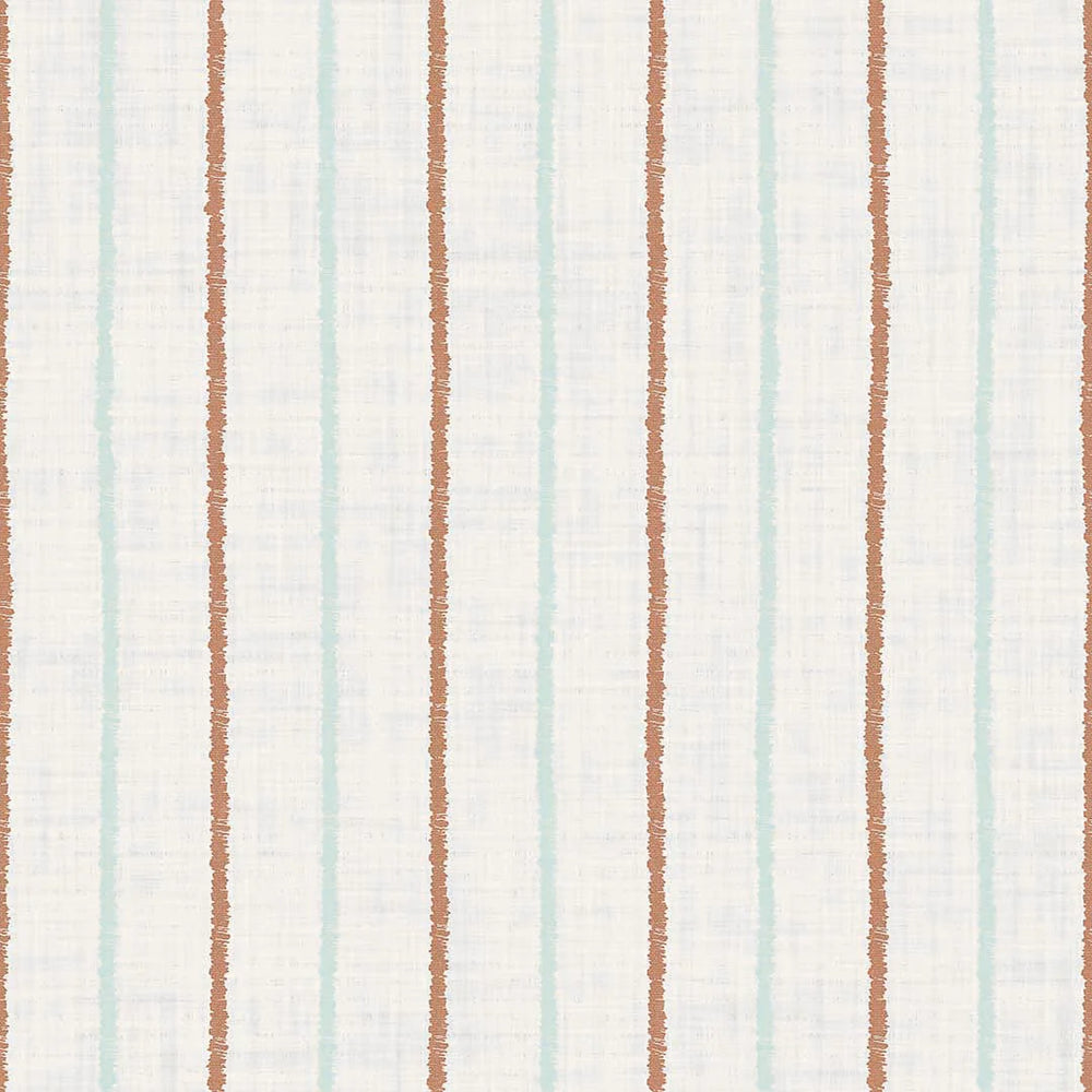 Shoreline Stripes Wallpaper in Autumn Spice and Duck Egg on Pearl White