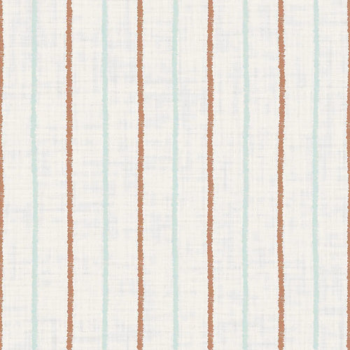 Shoreline Stripes Wallpaper in Autumn Spice and Duck Egg on Pearl White