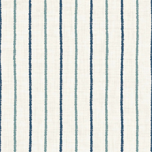 Sample of Shoreline Stripes Wallpaper in Classic Navy and Teal on Sand