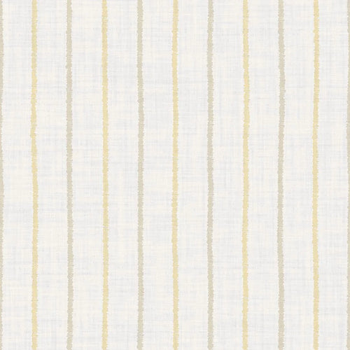 Shoreline Stripes Wallpaper in Lemon Meringue and Gold on Pearl White