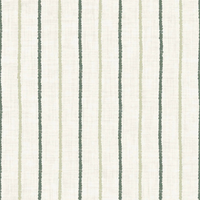 Shoreline Stripes Wallpaper in Slow Cooked Sage and Rustic Green on Sand