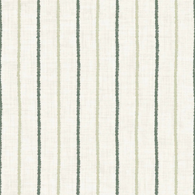 Shoreline Stripes Wallpaper in Slow Cooked Sage and Rustic Green on Sand