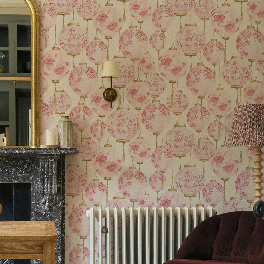 Silk Lantern Wallpaper in Blossom Pink