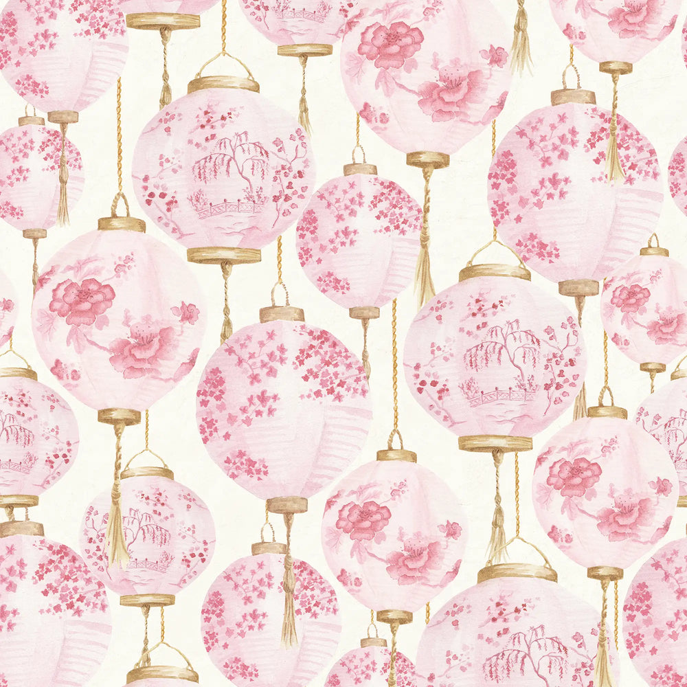 Silk Lantern Wallpaper in Blossom Pink