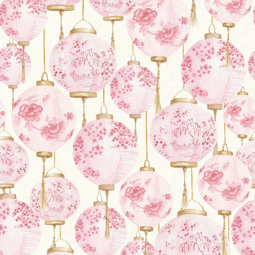 Silk Lantern Wallpaper in Blossom Pink