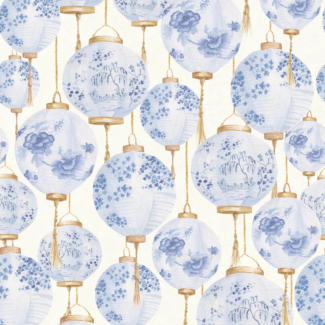 Silk Lantern Wallpaper in Blue