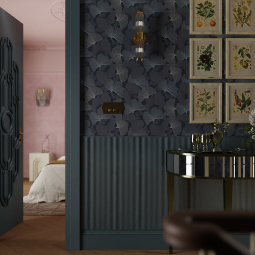 Genevieve Wallpaper in Classic Navy and Mineral