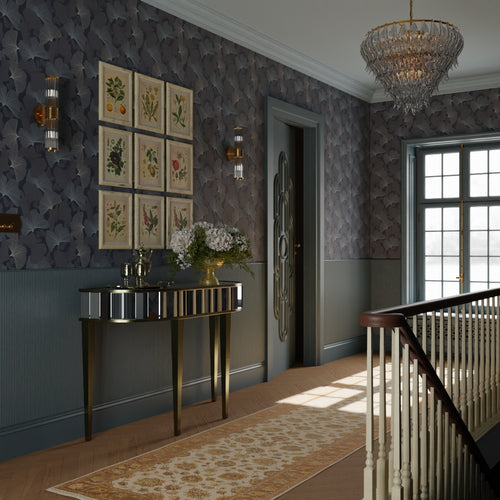 Genevieve Wallpaper in Classic Navy and Mineral