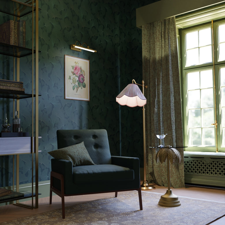 Genevieve Wallpaper in Teal and Rustic Green