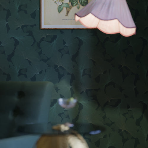 Genevieve Wallpaper in Teal and Rustic Green