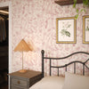 Sketched Meadow Wallpaper in Berry on Oatmeal