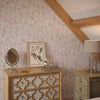 Sketched Meadow Wallpaper in Dusky Pink on White