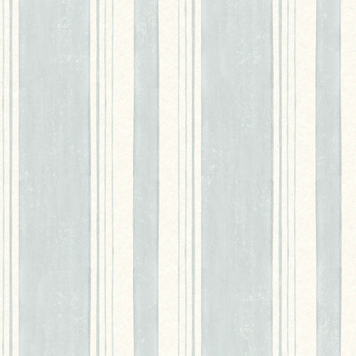 Soft Stripe Wallpaper in Blue on Cream