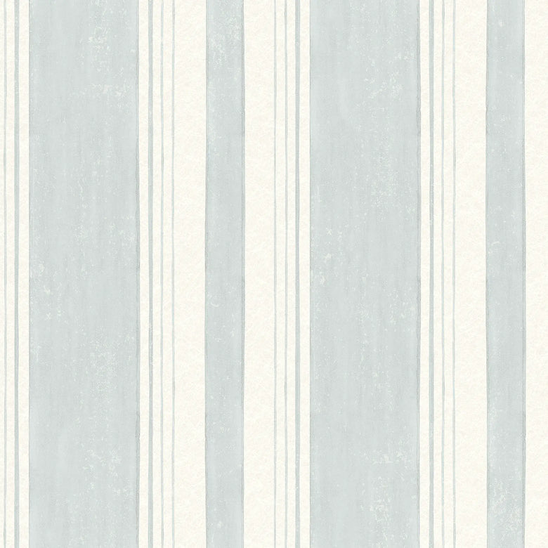 Soft Stripe Wallpaper in Blue on Cream