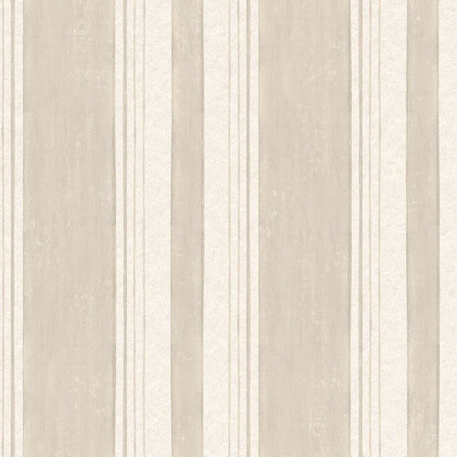 Soft Stripe Wallpaper in Stone on Cream