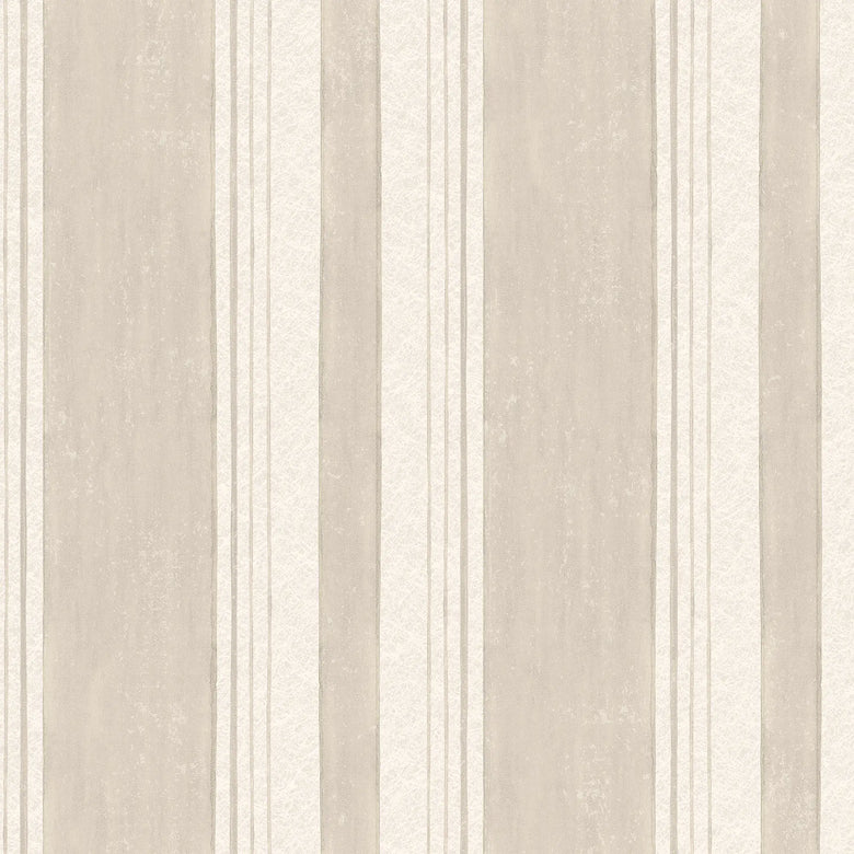 Soft Stripe Wallpaper in Stone on Cream