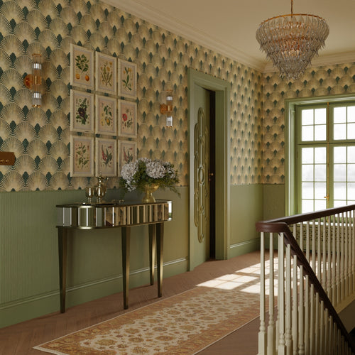 Soleil Wallpaper in Juniper and Gold