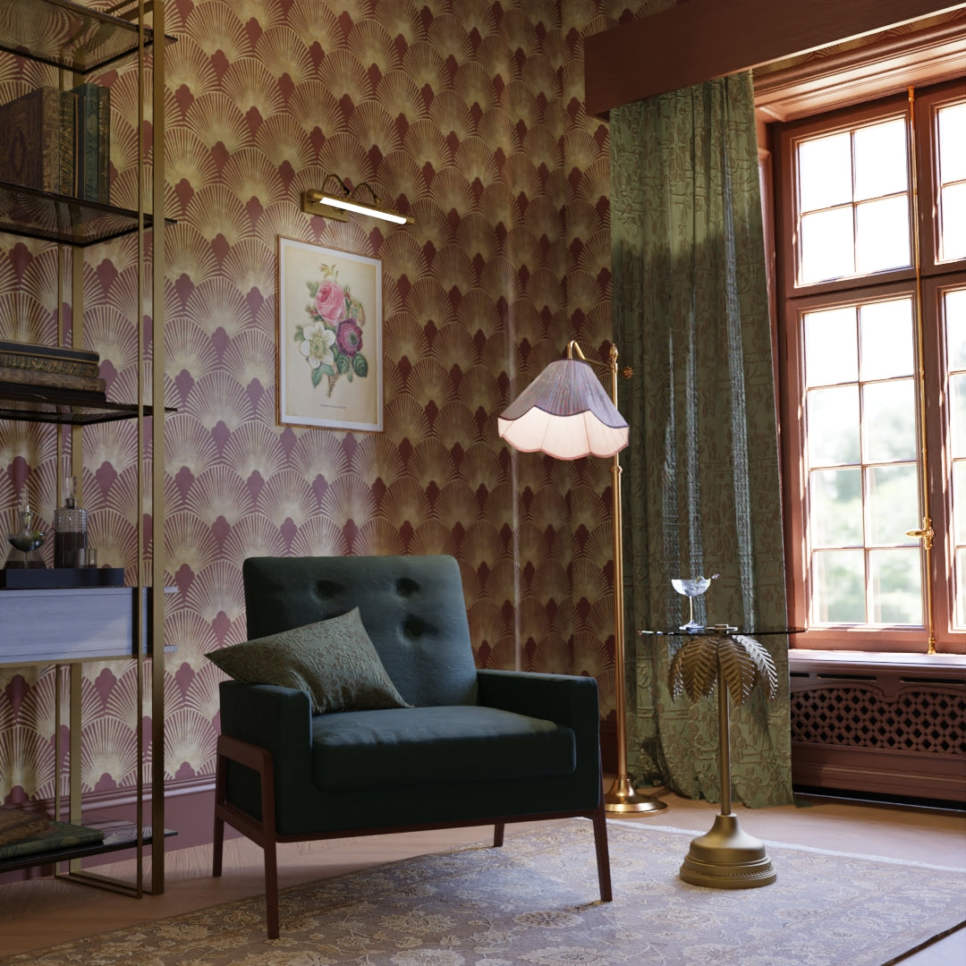 Soleil Wallpaper in Russet Red and Gold