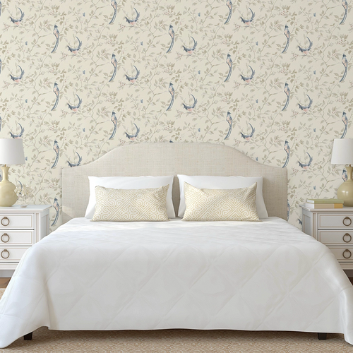 Song of The Lovebirds Wallpaper in Cream