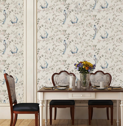 Song of The Lovebirds Wallpaper in Warm Grey