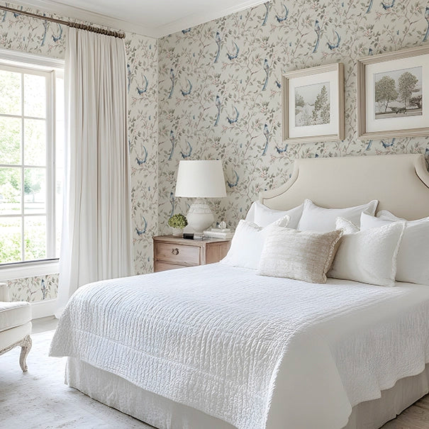 Song of The Lovebirds Wallpaper in Warm Grey