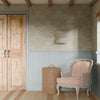 St. Mawes Lace Wallpaper in Antique Gold on Duck Egg