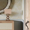 St. Mawes Lace Wallpaper in Antique Gold on Duck Egg