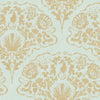 St. Mawes Lace Wallpaper in Antique Gold on Duck Egg