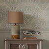 St. Mawes Lace Wallpaper in Soft Rustic Green on Vintage Cream