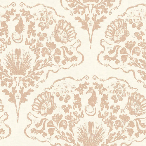 St. Mawes Lace Wallpaper in Soft Spice on Pearl White