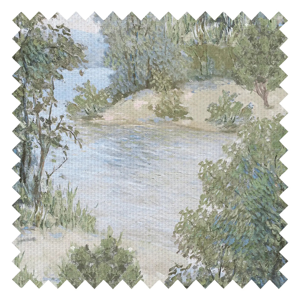 Stately Stream Fabric in Greens and Teal