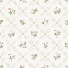 Sample of Strawberry Harvest Trellis Wallpaper in Summer Greens and Berry Red