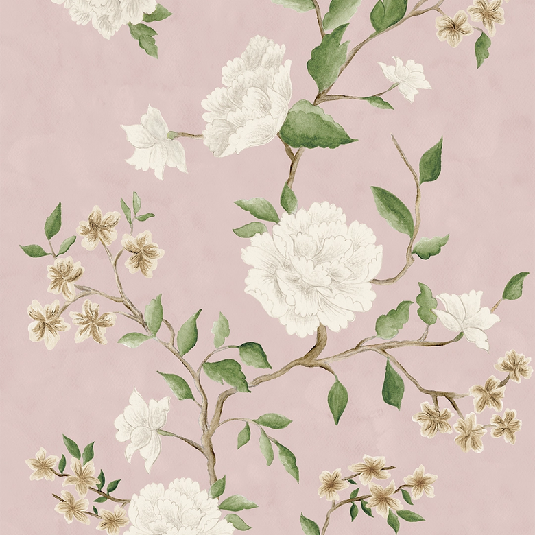 Sample of Summer in Peony Park Wallpaper in Blush Pink
