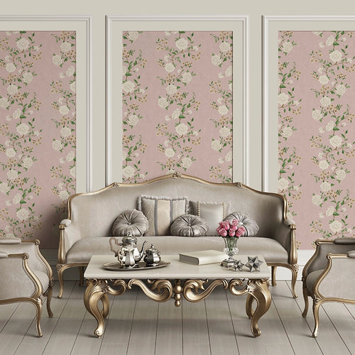 Summer in Peony Park Wallpaper in Blush Pink