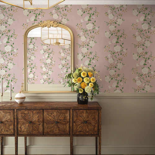 Summer in Peony Park Wallpaper in Blush Pink